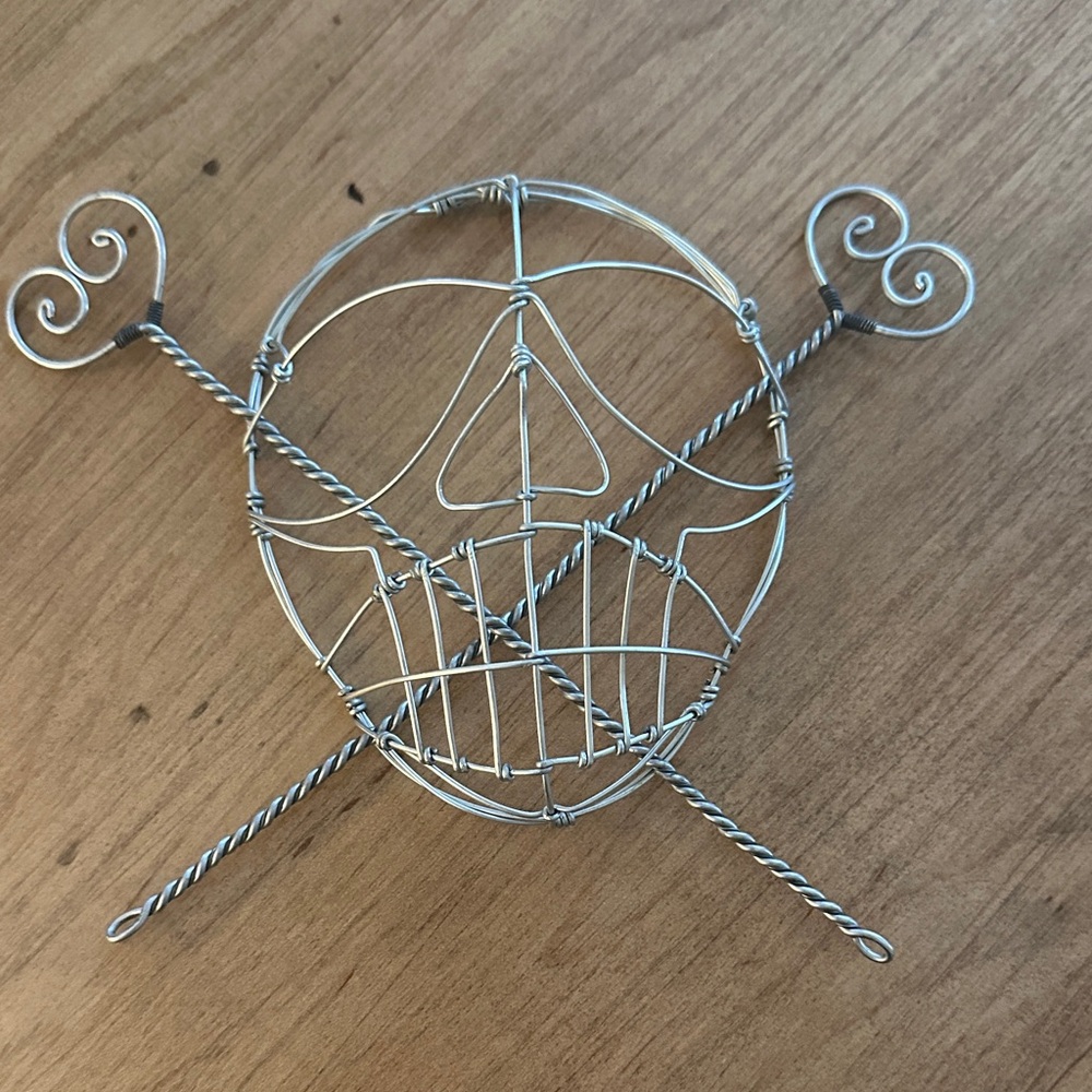 Wire Skull and Crossbones hair bun cover